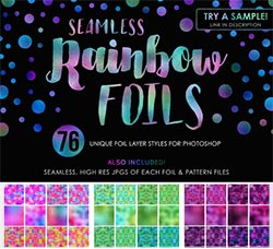 极品PS图案/样式－磨砂彩虹(76个样式/152个图案/含高清视频教程)：76 Rainbow Foi